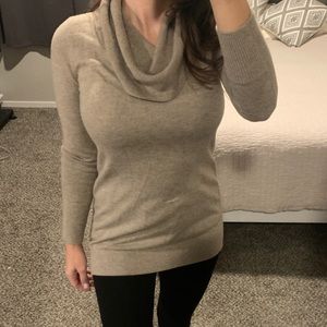 Loft Luxe Knit Cowl Neck Tunic Sweater
